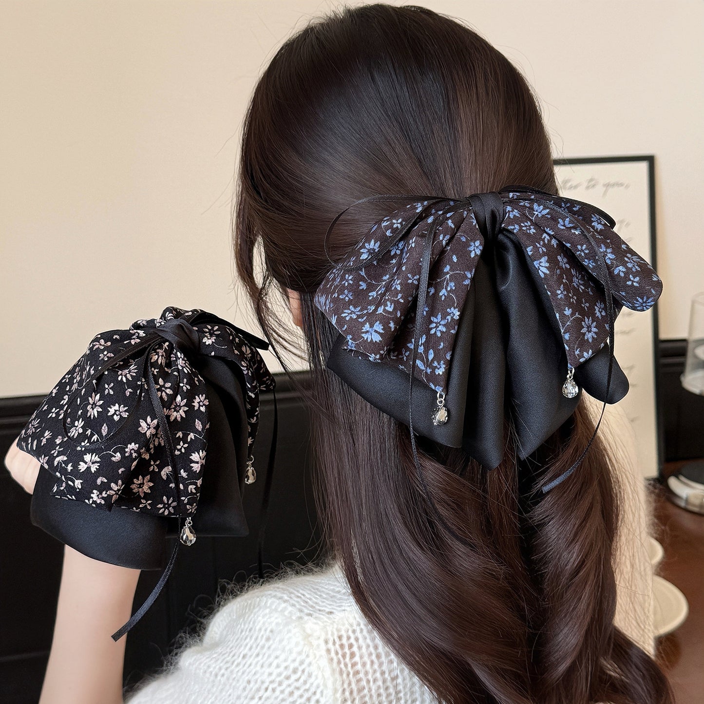 碎花蝴蝶結立體鯊魚夾－商品主圖｜https://igowo.tw/