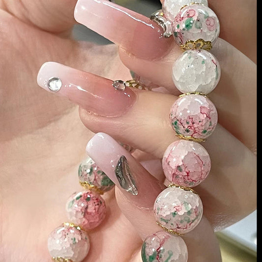 彩色裂紋琉璃圓珠漸變彈力手鏈韓版甜美輕奢手串時尚個性百搭手飾