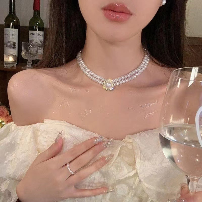 珍珠蝴蝶鑲鑽項鍊－10#項鍊-金色款細節｜https://igowo.tw/