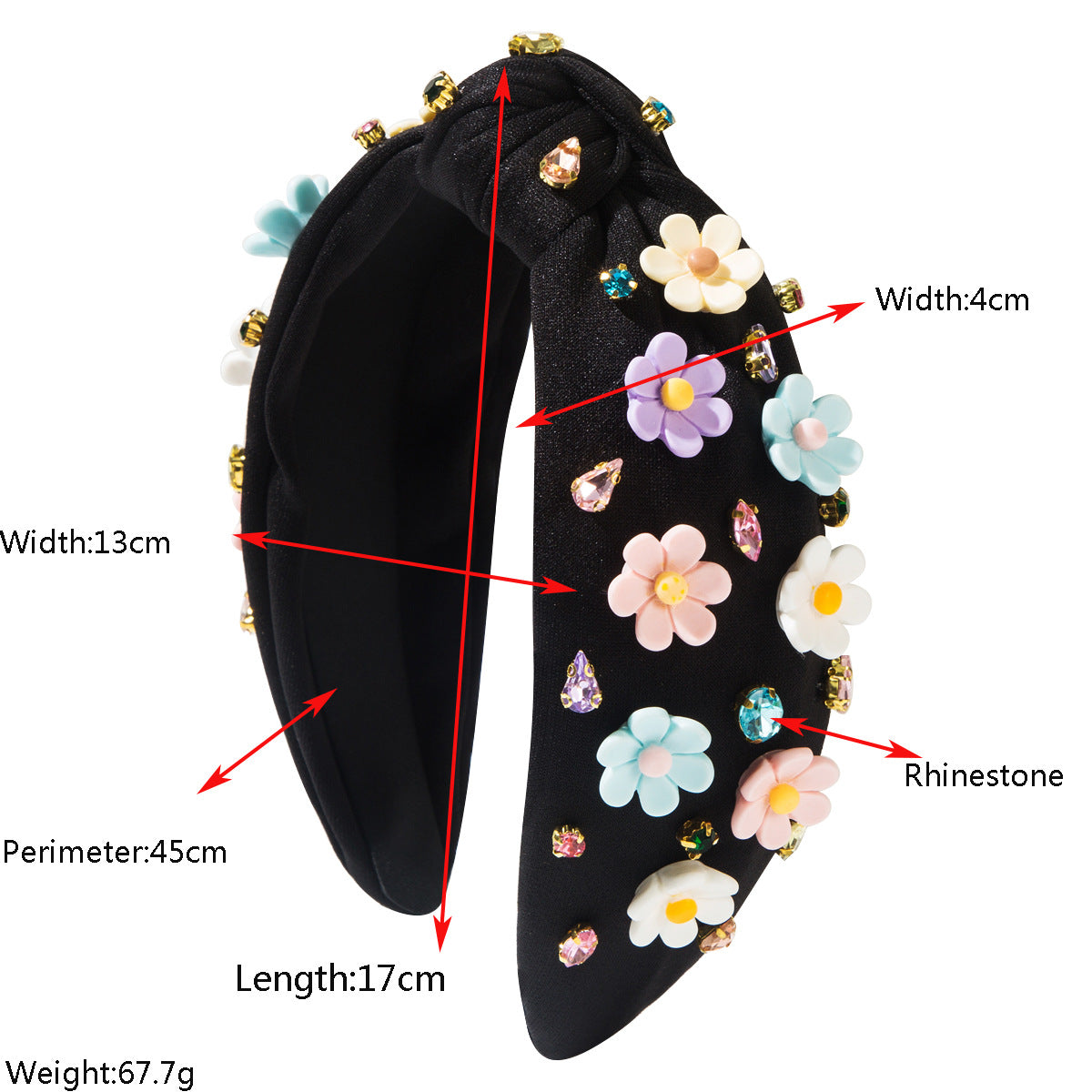 花朵鑲鑽復古髮箍－白色款實拍｜https://igowo.tw/