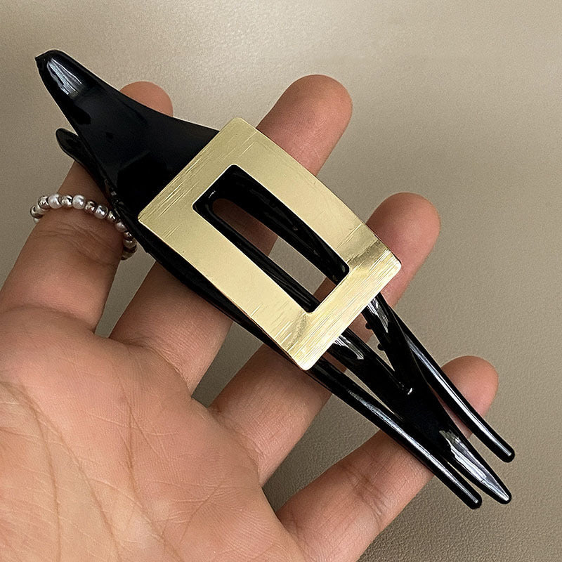 黑色金屬一字拉絲髮夾