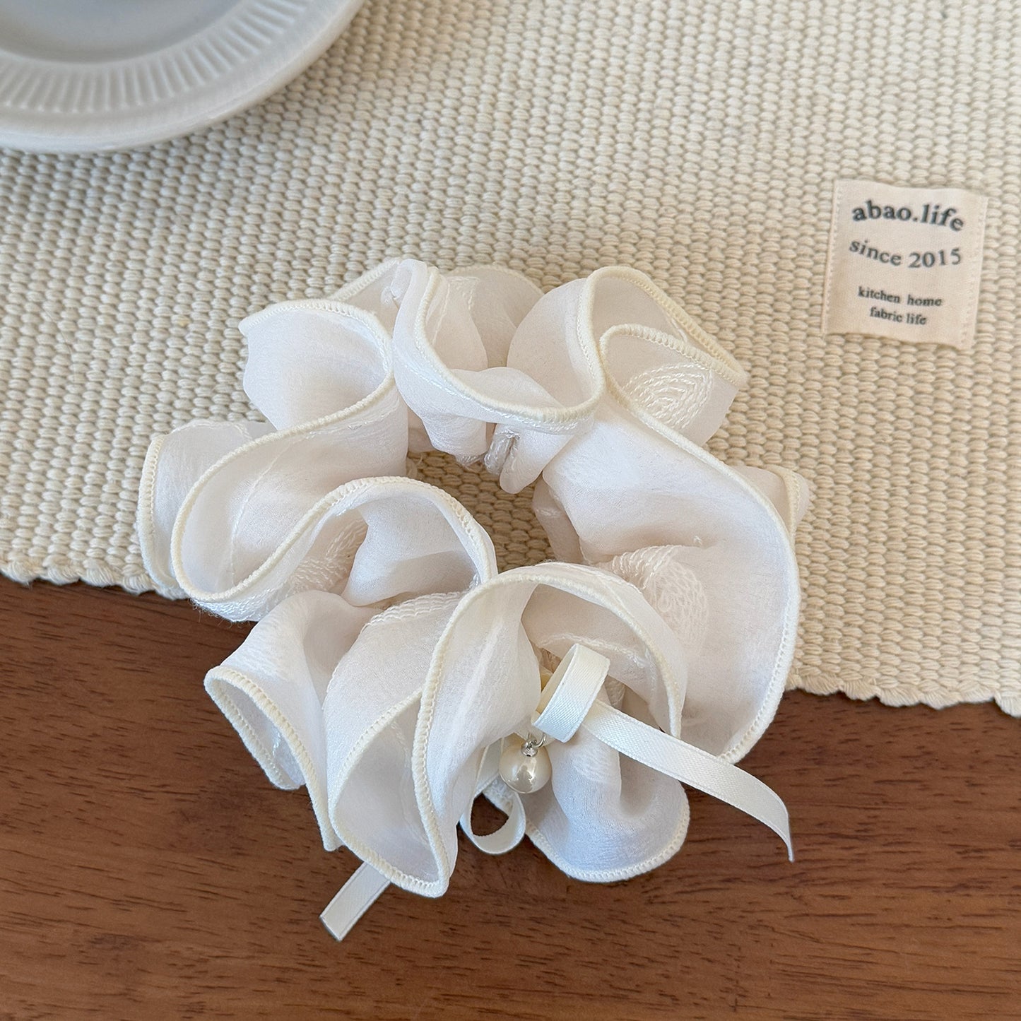 珍珠大腸圈刺繡髮圈