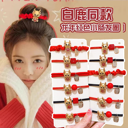 紅色彈力繩復古髮圈－商品主圖｜https://igowo.tw/