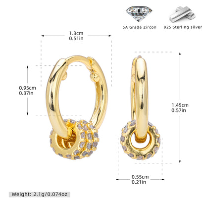 S925 新款耳環ins風鑲鋯圓圈氣質耳飾輕奢高級感小眾飾品