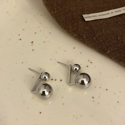 銀針鋯石U形褶皺弧面耳環個性冷淡風銀色系耳釘簡約小眾氣質耳飾
