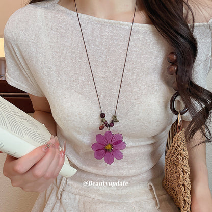 水果花朵項鍊－4#項鍊-咖色-綠色款細節｜https://igowo.tw/