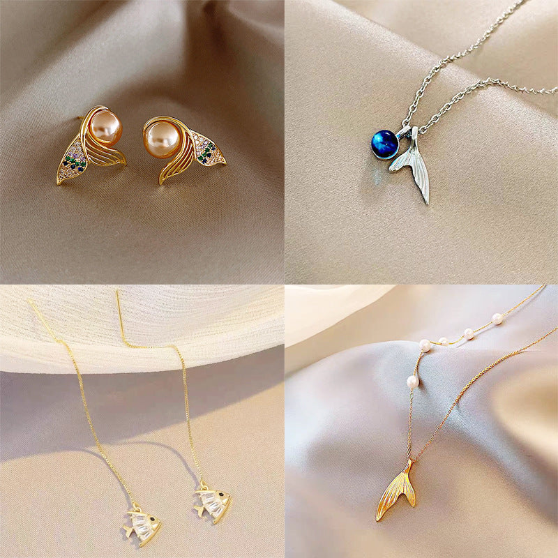 魚尾項鍊耳環組－商品主圖｜https://igowo.tw/