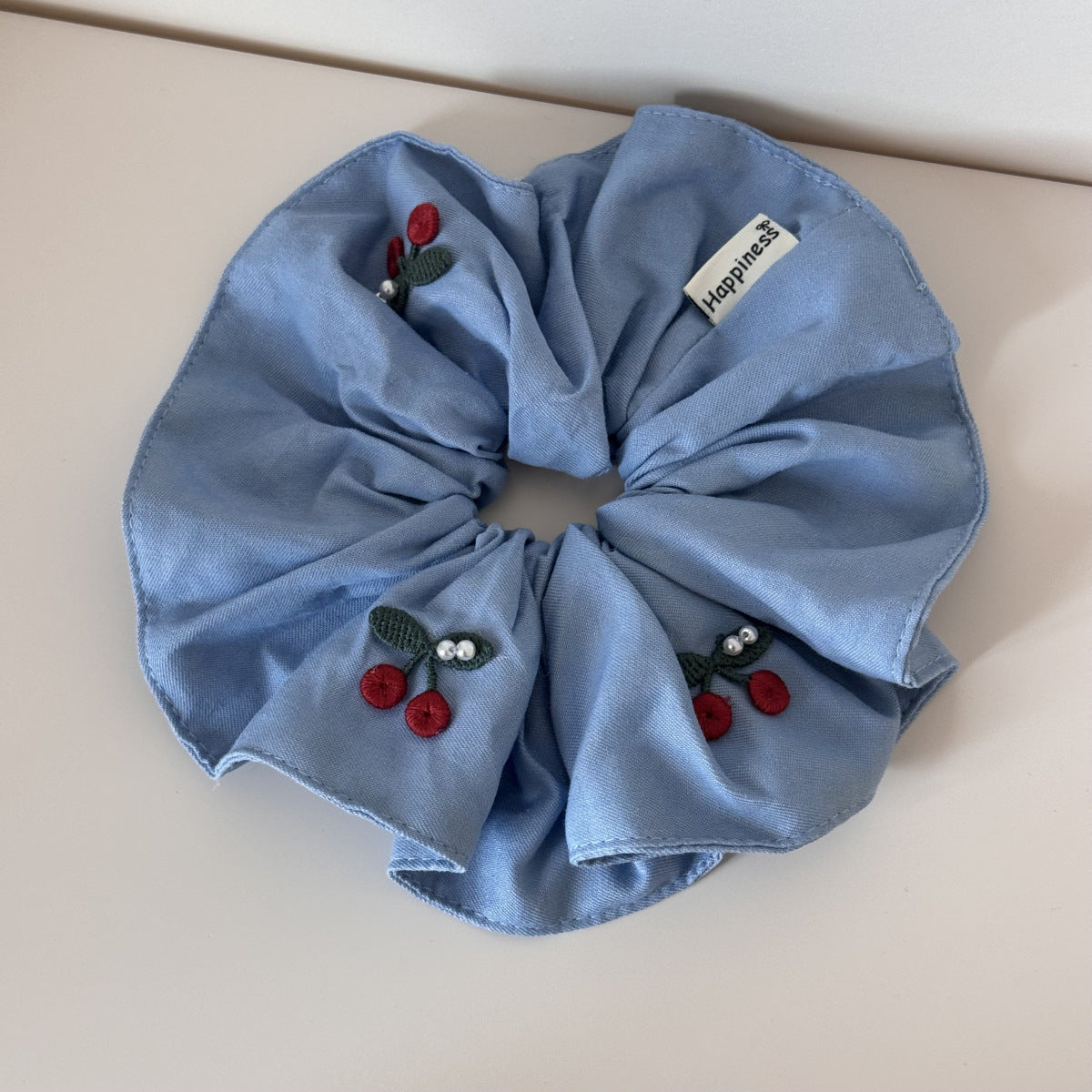 櫻桃蝴蝶結刺繡鯊魚夾