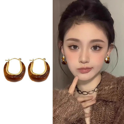 琥珀色簡約耳環