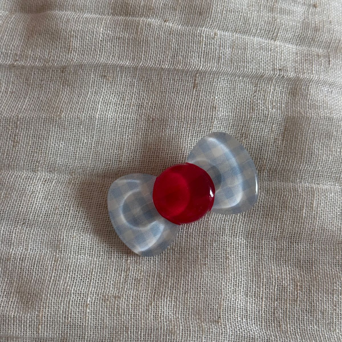格紋蝴蝶結髮夾