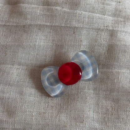 格紋蝴蝶結髮夾