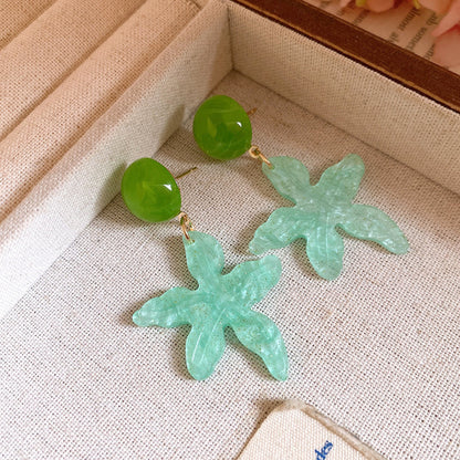 夏日限定~多巴胺海星吊墜耳環高級感獨特漂亮耳釘海邊度假風耳飾