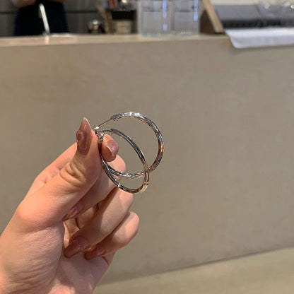 真金電鍍銀針跨境輕奢高級感耳環小眾個性耳圈時尚高級感耳飾批發