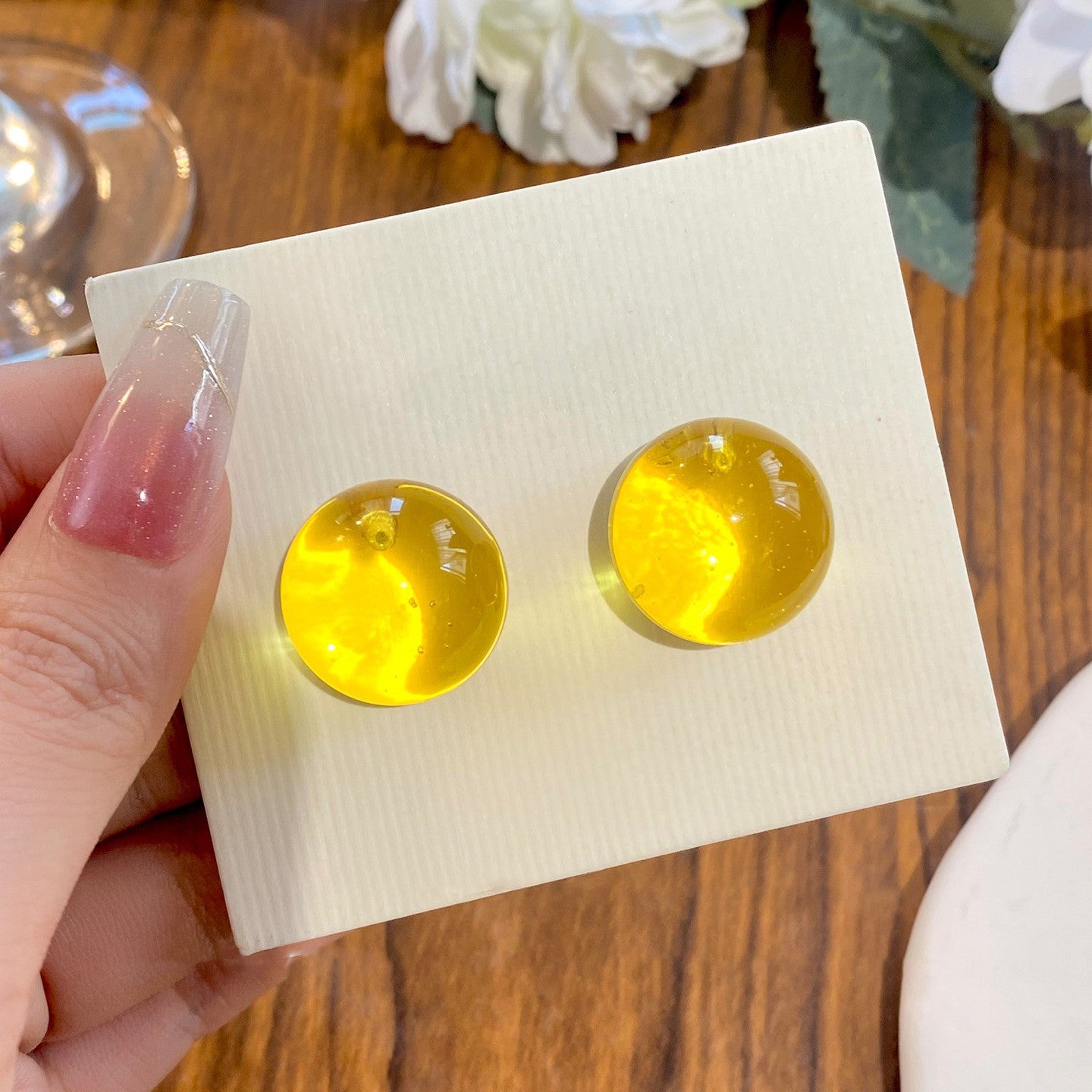 銀針滴油幾何圓形吊墜耳環多巴胺小清新百搭耳釘小眾設計感耳飾女