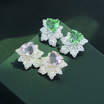 S925鋯石花朵微鑲耳釘－商品主圖｜https://igowo.tw/