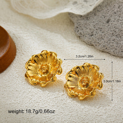 金色太陽花復古耳釘