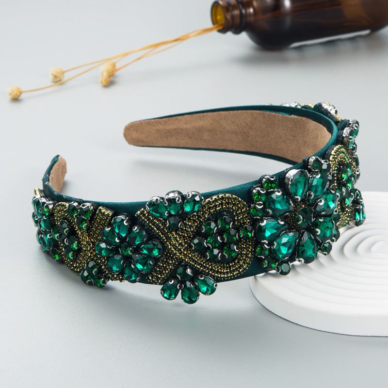 彩色玻璃寬版復古髮箍－彩色款細節2｜https://igowo.tw/