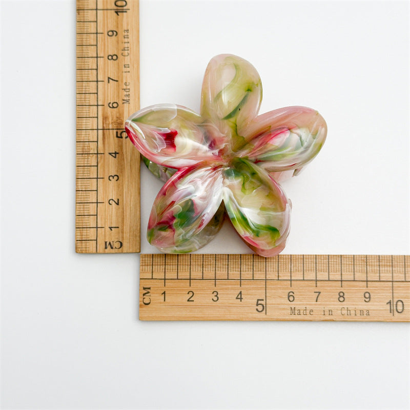 繽紛花朵鯊魚夾－幻彩粉色款細節｜https://igowo.tw/