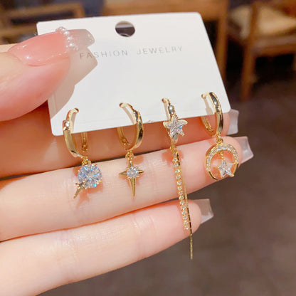 鋯石星星流蘇耳扣套組