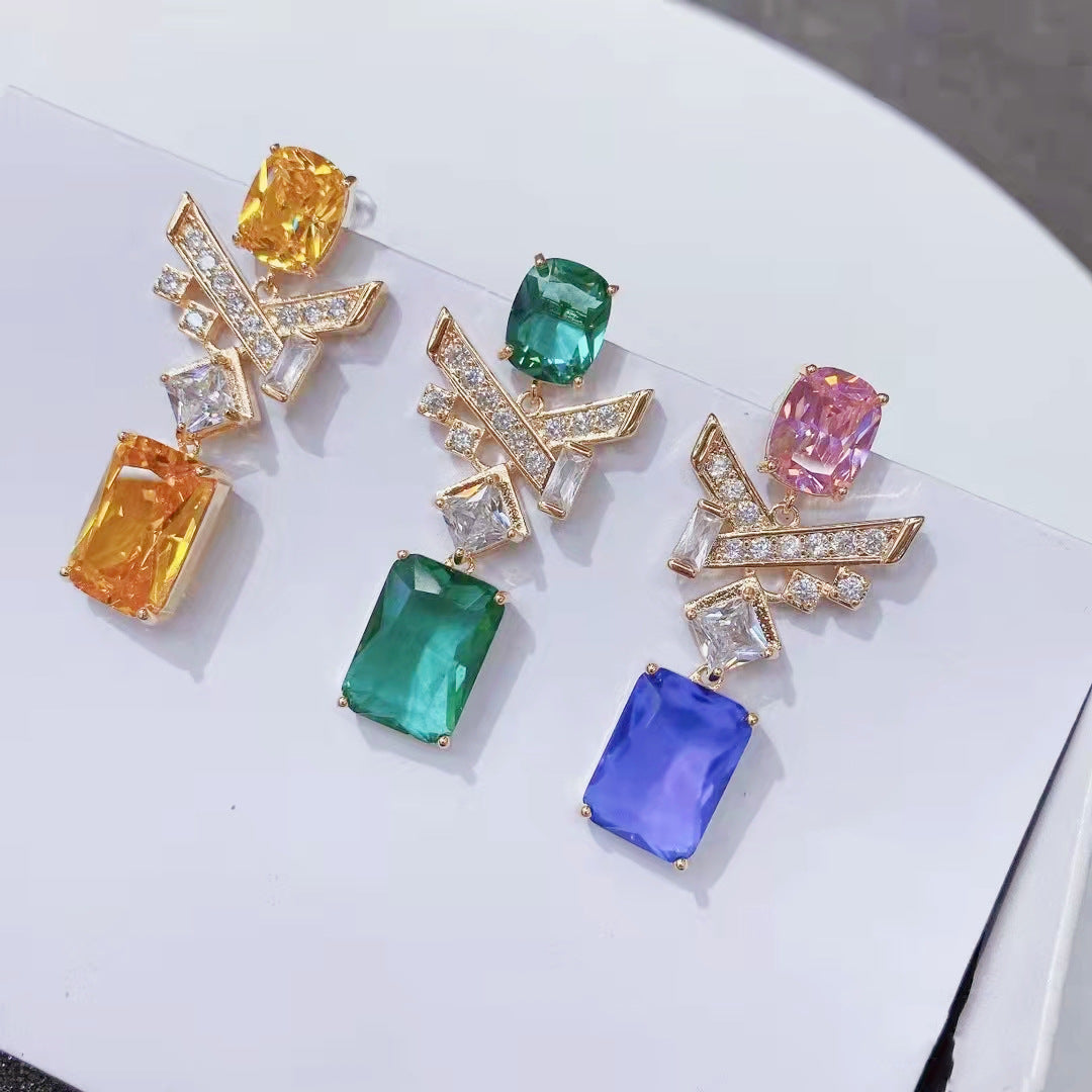 S925天然石交叉微鑲耳環－商品主圖｜https://igowo.tw/