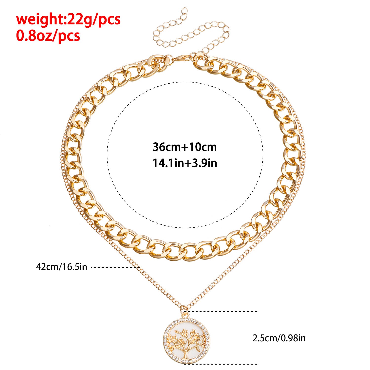 貝母金屬微鑲墜飾項鍊－金色款細節3｜https://igowo.tw/