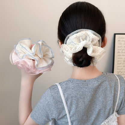 蕾絲大腸圈雙層髮圈－商品主圖｜https://igowo.tw/