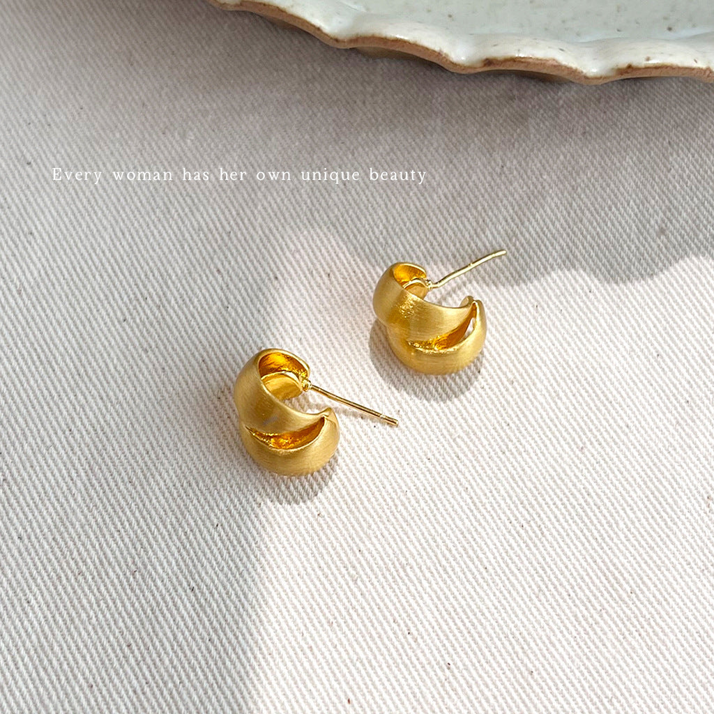 幾何拉絲耳釘