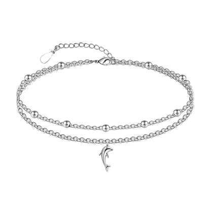 鋼色護士節雙層腳鏈