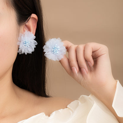 蕾絲花朵耳環－3/裸粉色款實拍｜https://igowo.tw/