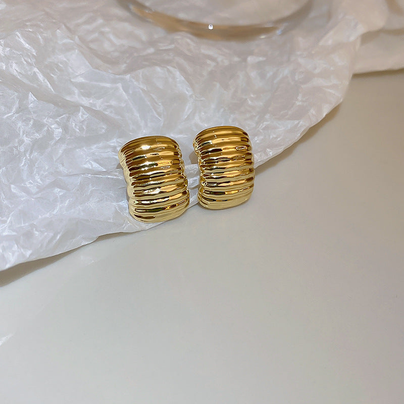 銀針愛心幾何金屬拉絲耳環簡約小眾設計感耳釘時尚新款耳飾女批發