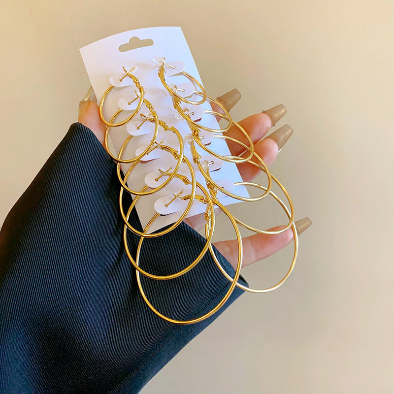 金色鋯石圓形電鍍耳釘