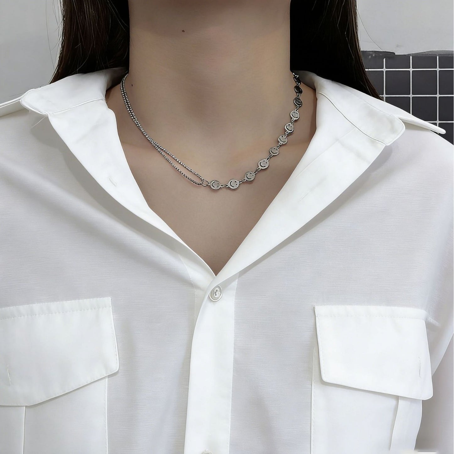 笑臉簡約項鍊－商品主圖｜https://igowo.tw/