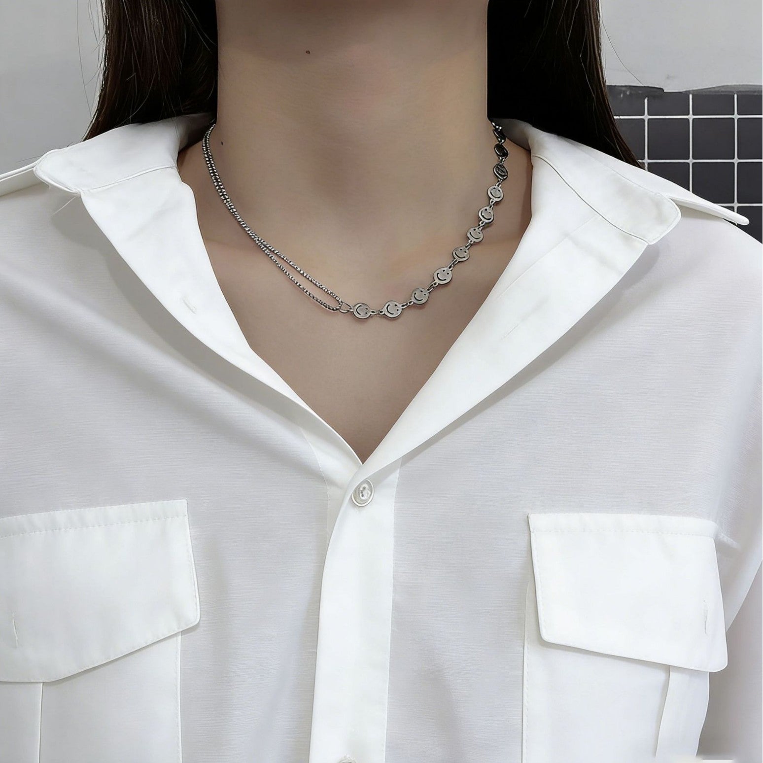笑臉簡約項鍊－商品主圖｜https://igowo.tw/