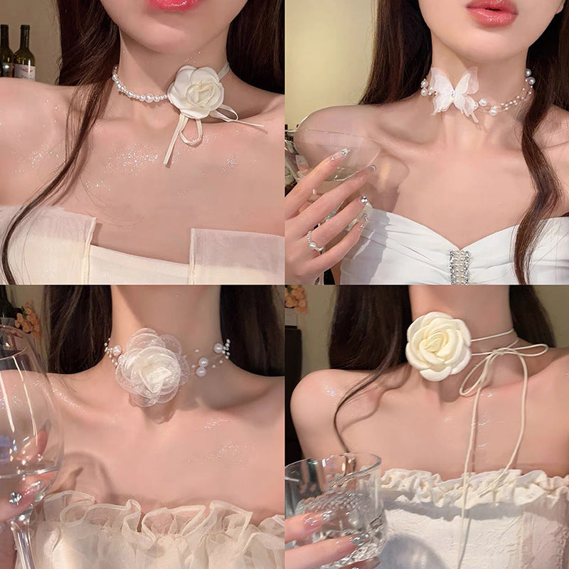 珍珠蝴蝶鑲鑽項鍊－商品主圖｜https://igowo.tw/