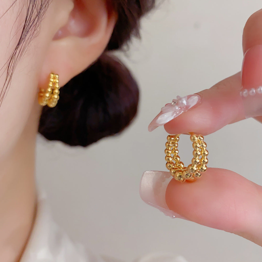 金屬圓珠簡約耳扣－第二視角實拍｜https://igowo.tw/