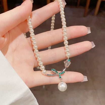 玻璃玫瑰簡約項鍊－商品主圖｜https://igowo.tw/