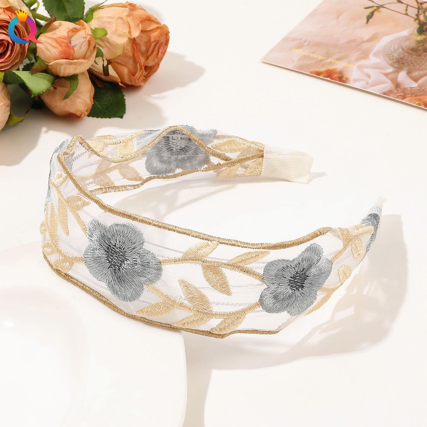 網紗刺繡復古髮箍