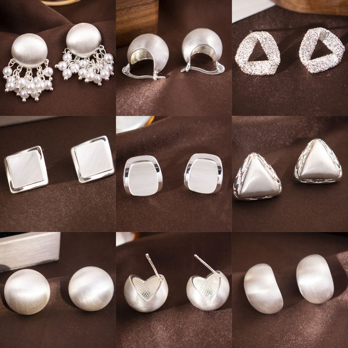 銀針幾何拉絲簡約耳釘－商品主圖｜https://igowo.tw/