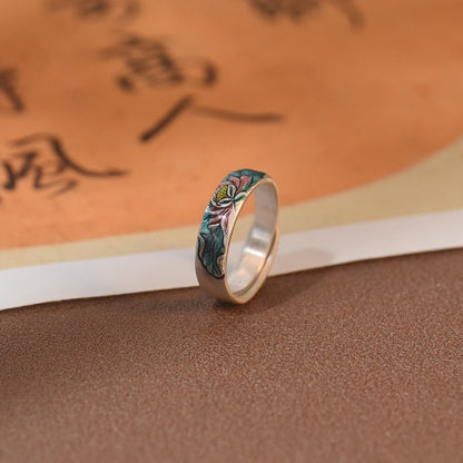琺瑯花朵可調式戒指