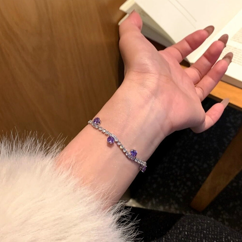 葡萄紫晶滿鉆手鏈女2026新款輕奢小眾設計感手串甜美精致百搭手飾