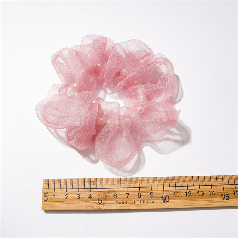 彩色珍珠大腸圈髮圈－珍珠灰色款細節｜https://igowo.tw/