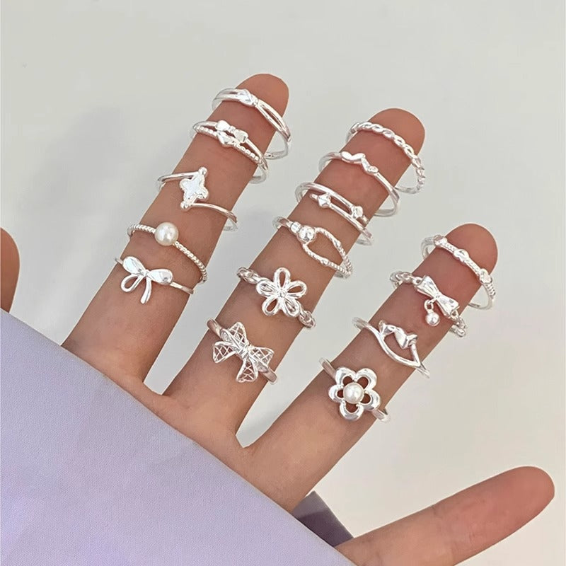 蝴蝶結花朵可調式戒指－商品主圖｜https://igowo.tw/