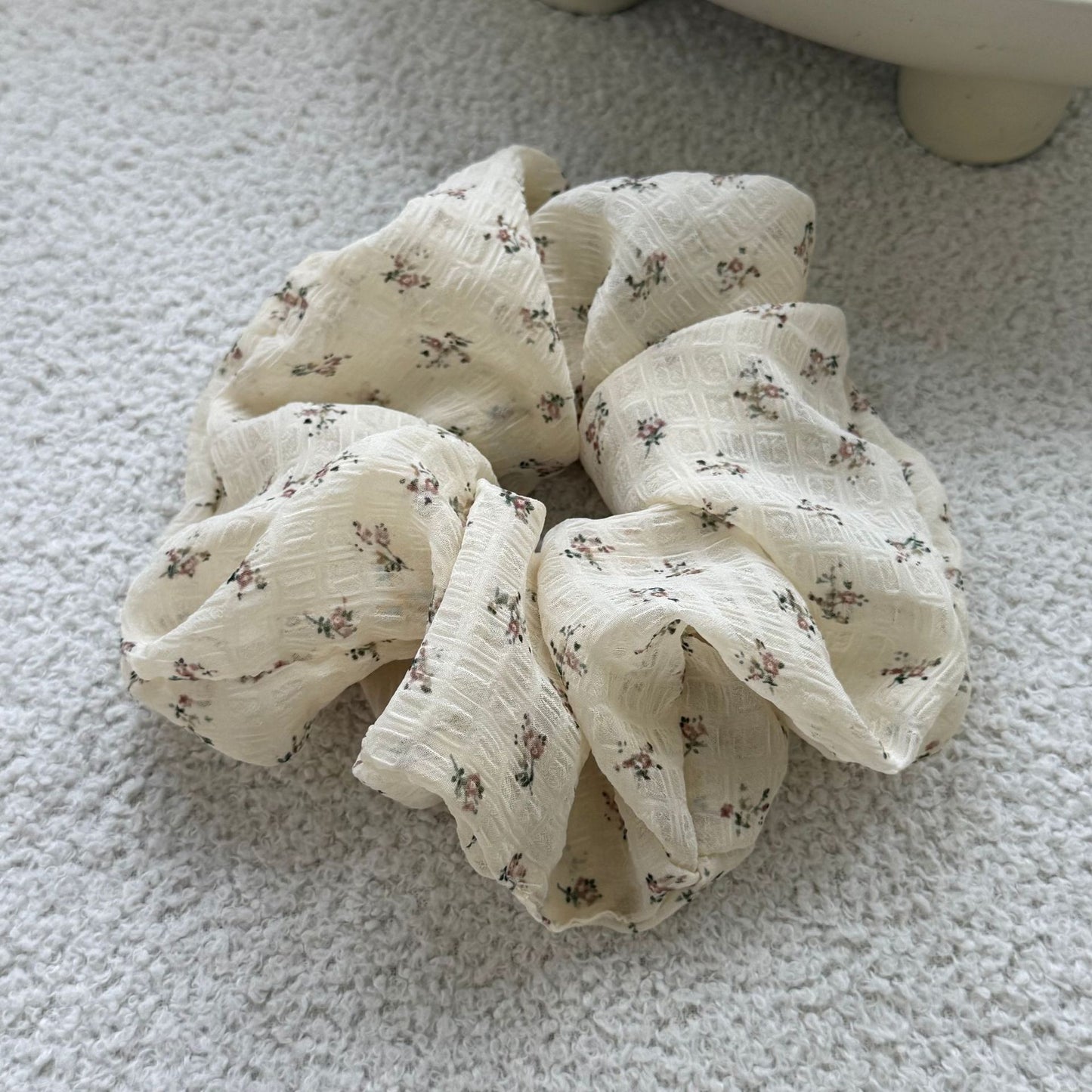 棕色碎花蝴蝶結髮夾