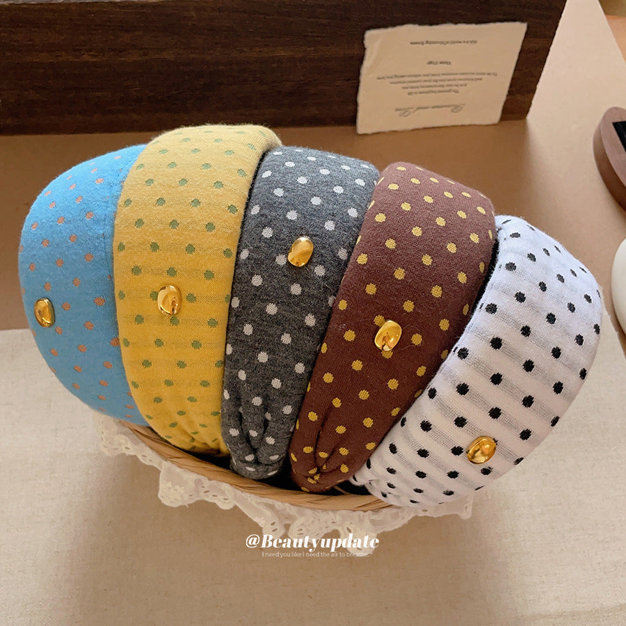 布面波點寬版髮箍－商品主圖｜https://igowo.tw/