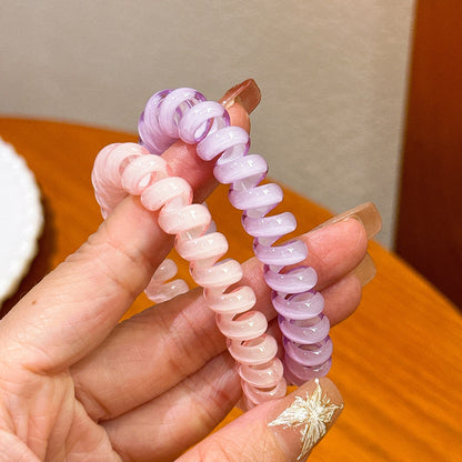 繽紛彈力繩簡約髮圈－絲印淺紫款細節1｜https://igowo.tw/