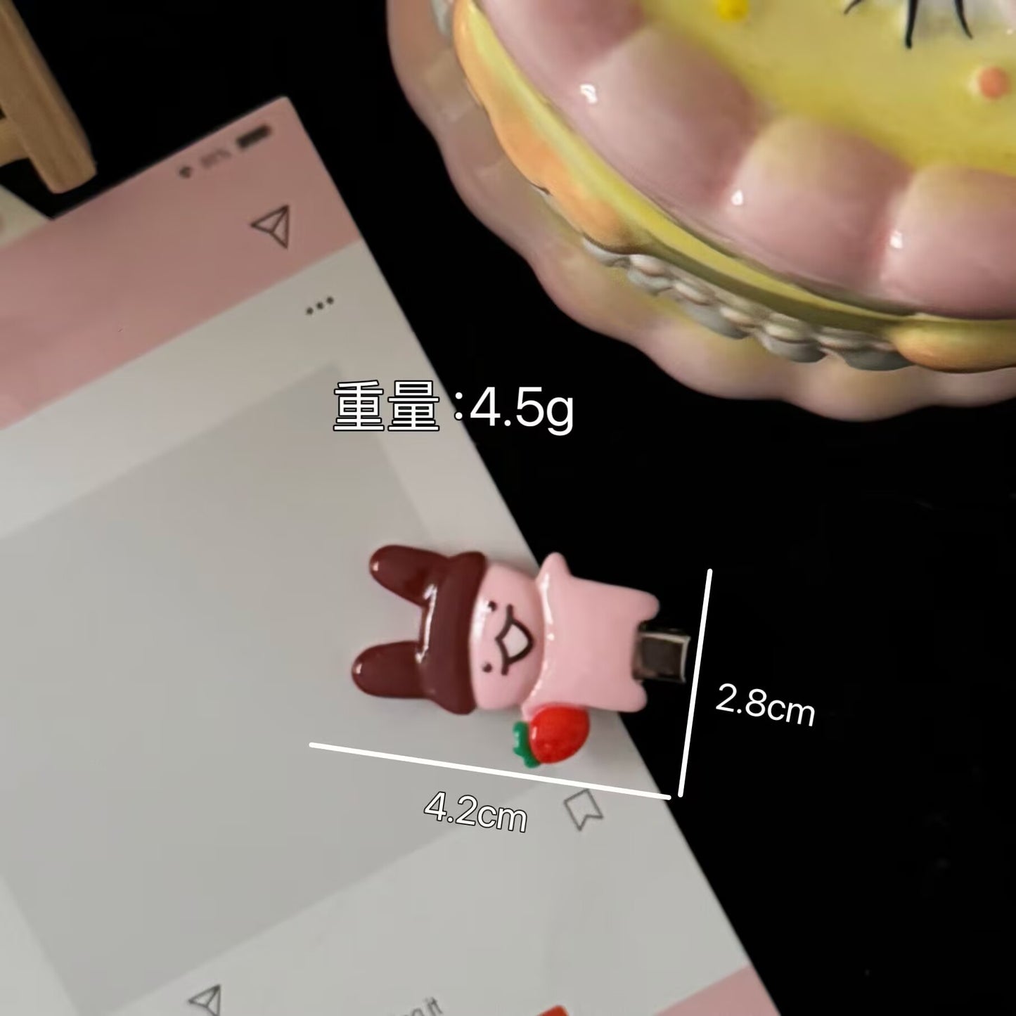 粉色草莓兔子髮夾