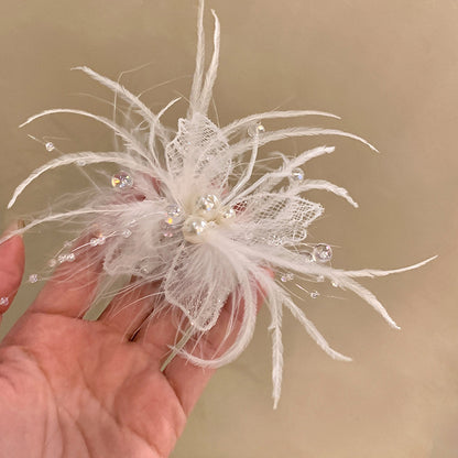 蕾絲蝴蝶羽毛髮夾