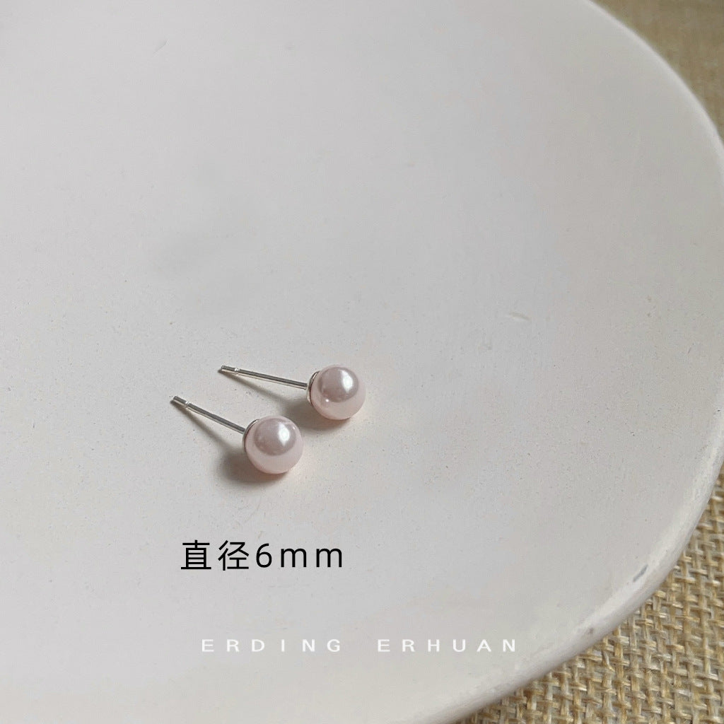 珍珠玻璃簡約耳釘