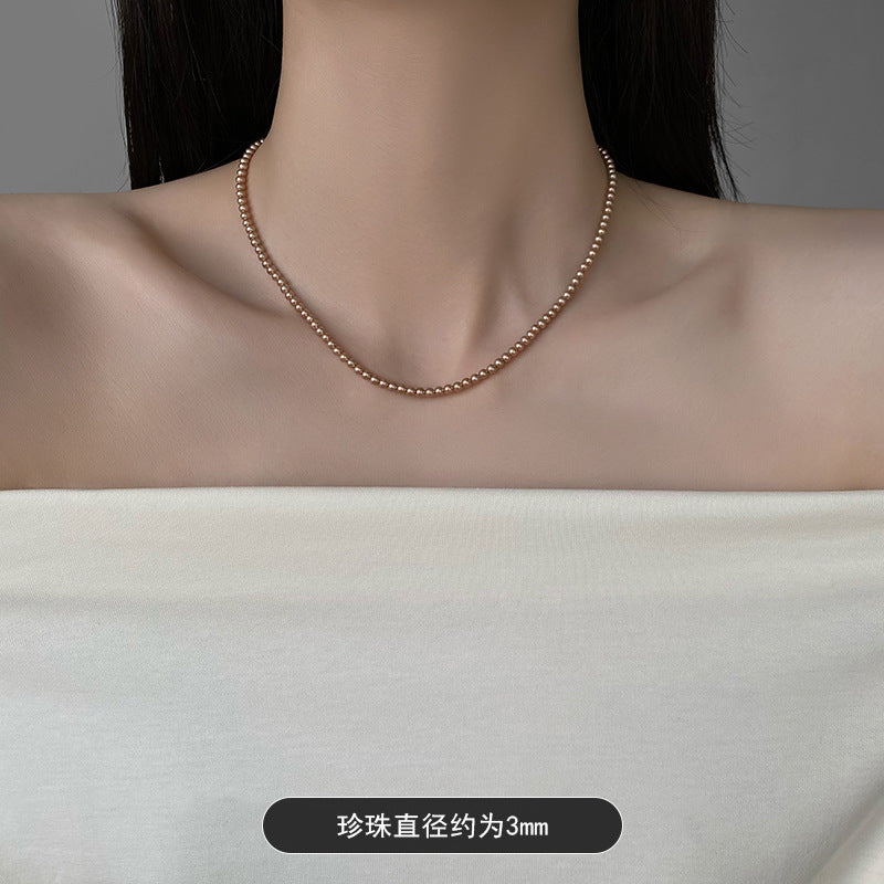 珍珠簡約項鍊－7#灰色-6mm款細節｜https://igowo.tw/
