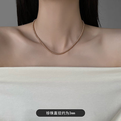 珍珠簡約項鍊－7#灰色-6mm款細節｜https://igowo.tw/